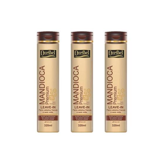 Imagem de Leave-In Ouribel Mandioca 320Ml - Kit Com 3Un