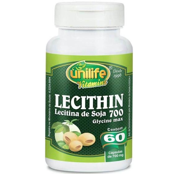 Imagem de Lecithin Lecitina de soja 700mg 60 cápsulas Unilife