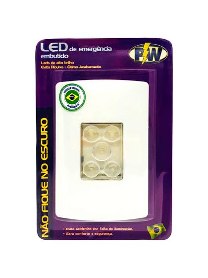 Imagem de Led De Emergência De Embutir Bivolt Pw 4x2 5 Led Ate 6 Horas