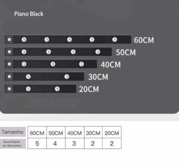 Imagem de Led Iluminação armário guarda roupa com sensor de presença recarregável 20 CM Preta