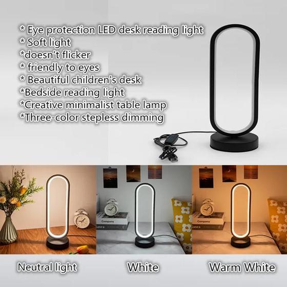 Imagem de Led lâmpada de mesa quarto anel lâmpada usb lâmpada cabeceira