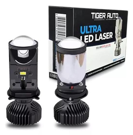 Imagem de LED Laser H4 Alta Potência com Projetor 60W 6500K 12V 24V - Tiger Auto