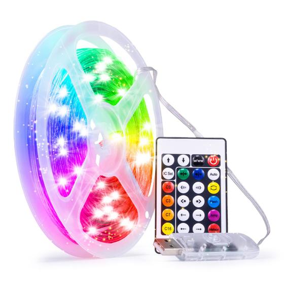 Imagem de Led Para Quarto Fita Rgb 20 Metros Grande Com Controle App Bt