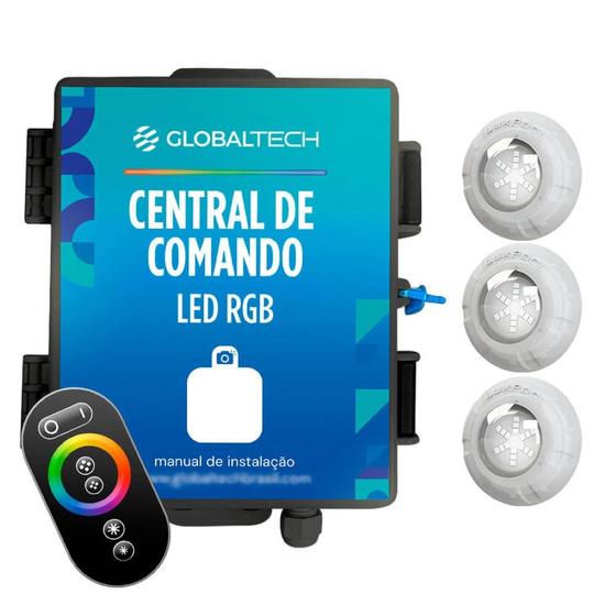 Imagem de Led Piscina - Kit 3 Led RGB 9W Luxpool + Central de comando + Controle touch