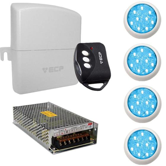 Imagem de Led Piscina - Kit 4 Led Monocromático 9w + Central + Control