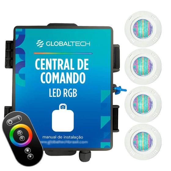 Imagem de Led Piscina - Kit 4 Pratic SMD com Central com Controle Touch