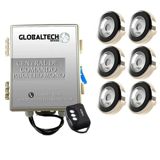 Imagem de Led Piscina - Kit 6 Tholz Mono 6W Inox + Central Globaltech