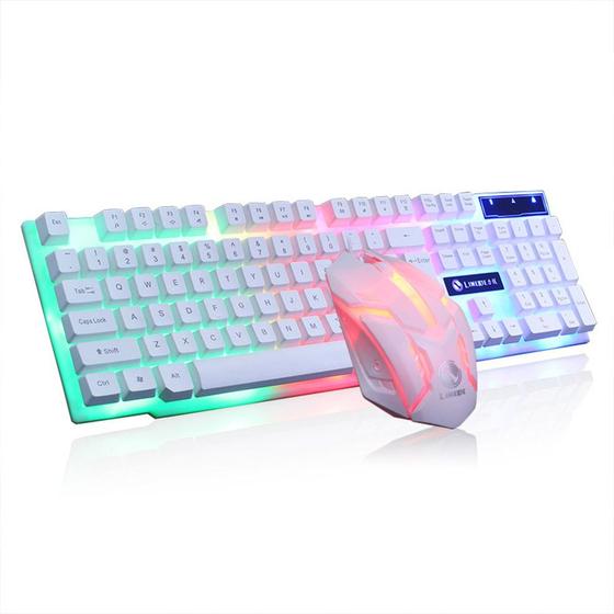 Imagem de Led Teclado Brilhante Desktop Computer Mouse Mecânico com Fio