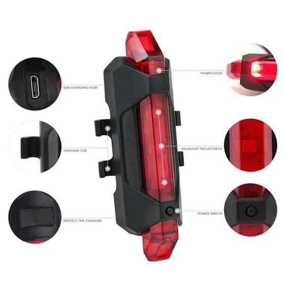 Imagem de Led Vermelhos Segurança Bicicleta Bike Carregamento Usb