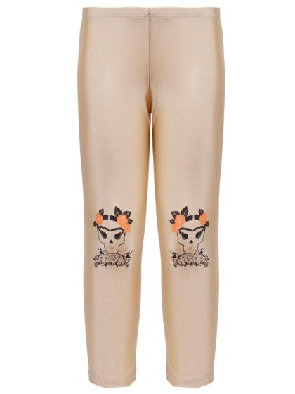 Imagem de Legging calçaLonga Infantil academia  caveira Ouro Sire RUM E BUTTER poliamida elastano