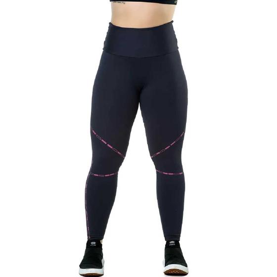 Imagem de Legging Elite Estampada Feminina - Preto e Rosa