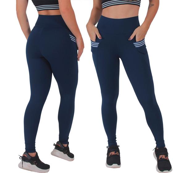 Imagem de Legging Feminina Poliamida Cintura Alta Bolsos Moda Fitness Calça Feminina