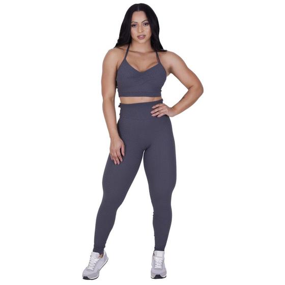 Imagem de Legging fitness feminina cós alto textura relevo modeladora orbis