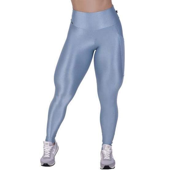 Imagem de Legging Fitness Feminina Recorte Lateral Bolso Efeito Laminado Orbis