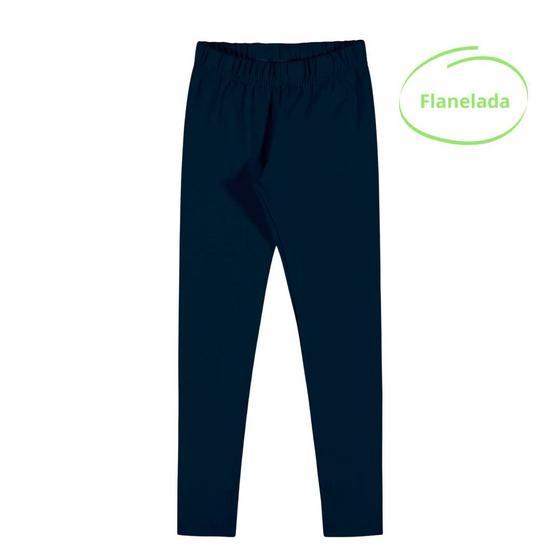 Imagem de Legging Flanelada Infantil Feminina Inverno Escolar Uniforme Dia a Dia Frio Apeluciada Com Pelinhos Quentinha Azul Marinho Malwee