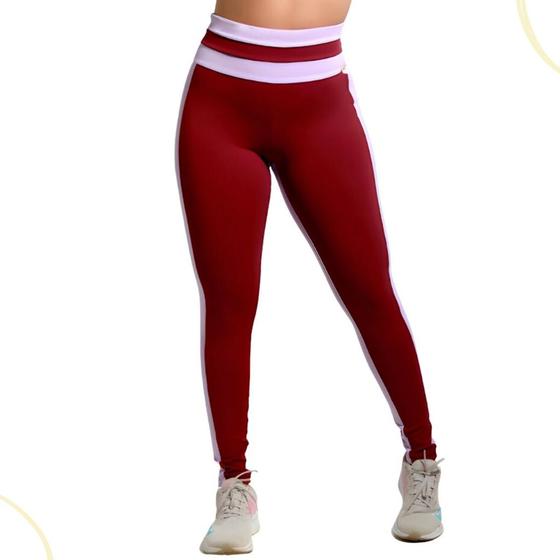 Imagem de Legging Poliamida  Fitness Feminina Academia Listras Bicolor