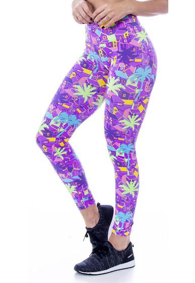 Imagem de Legging Suplex Básica Cintura Alta Estampada Roxo Feminino