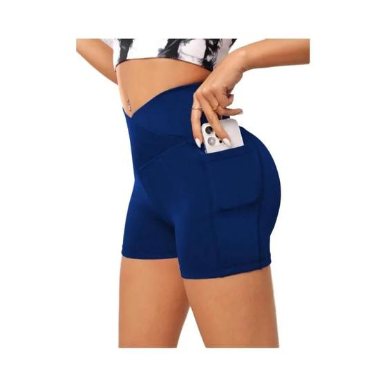 Imagem de Legging Yoga Feminina Cintura Alta com Bolsos - Shorts de Motociclista para Fitness