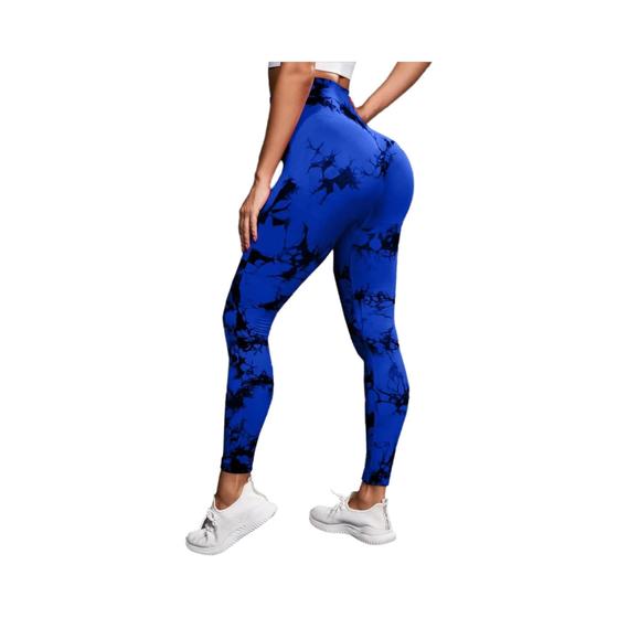 Imagem de Leggings de Yoga com Controle de Barriga - Alta Elasticidade, Sem Costura e Estampa Tie Dye