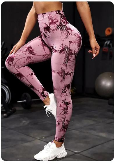 Imagem de Leggings de Yoga Sem Costura com Cintura Alta Tie Dye - Fitness e Treino