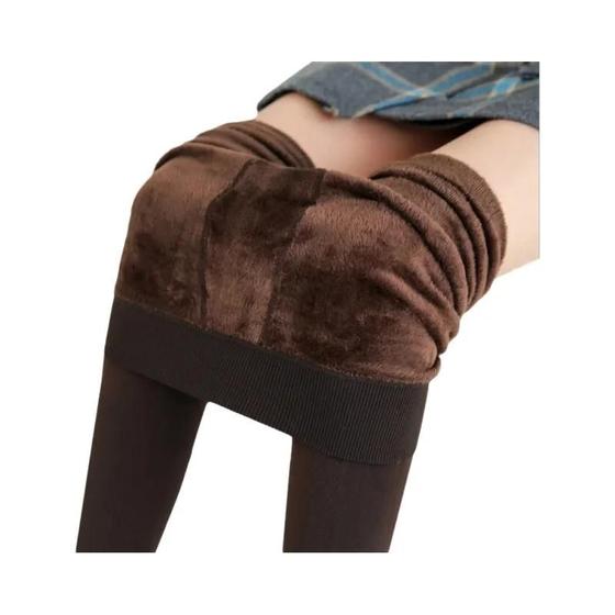 Imagem de Leggings Femininas de Veludo Monocromático - Cintura Alta e Quente para o Inverno