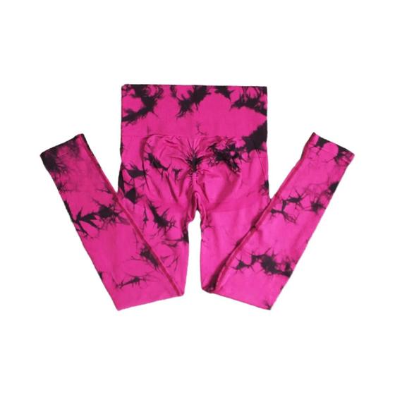 Imagem de Leggings Yoga Cintura Alta Sem Costura Tie Dye - Push Up e Controle de Barriga para Mulheres