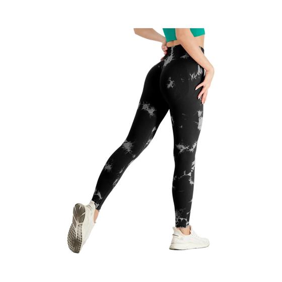 Imagem de Leggings Yoga Cintura Alta Sem Costura Tie Dye - Push Up e Controle de Barriga para Mulheres