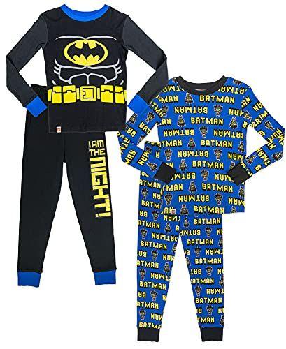 Imagem de LEGO Batman Boys 2-for-1 Conjunto de pijama de algodão, tamanho 8, preto/azul