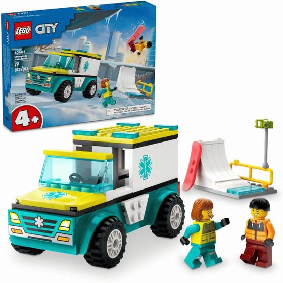 Imagem de LEGO City Ambulância de Emergência e Snowboarder 79Pçs 60403