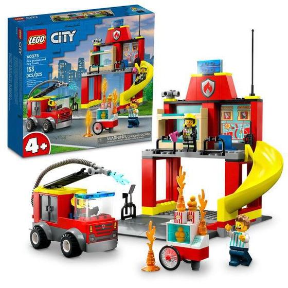 Imagem de Lego city quartel e caminhão dos bombeiros 60375 (153 peças)