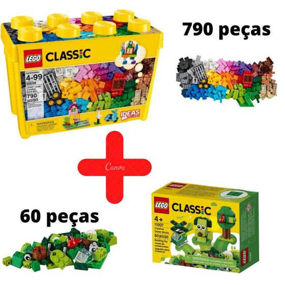 Lego Classic Caixa Grande De Peças Criativas 10698 + Lego Classic Peças ...