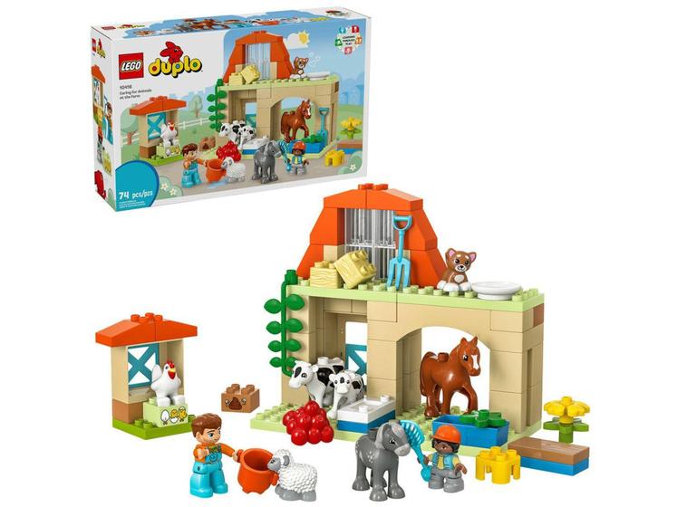 Imagem de LEGO Duplo Town Cuidando dos Animais na Fazenda - 10416 74 Peças