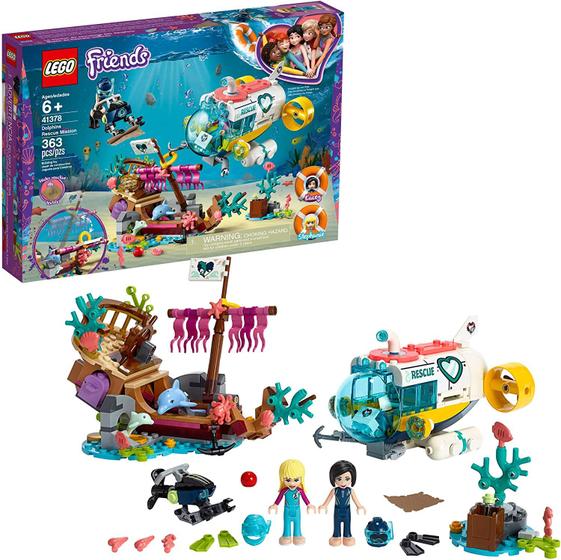 Imagem de LEGO Friends Dolphins Rescue Mission 41378 Building Kit com Toy Submarine and Sea Creatures, Fun Sea Life Playset com Kacey e Stephanie Minifigures para Jogo em Grupo (363 Peças)