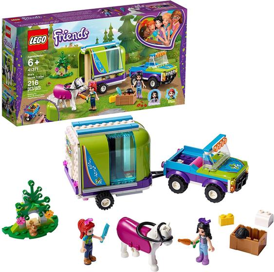 Imagem de LEGO Friends Mia's Horse Trailer 41371 Kit de construção com Mia e Emma Mini Dolls inclui Caminhão de Brinquedo, Cavalo e Coelho para Jogo Criativo (216 Peças)