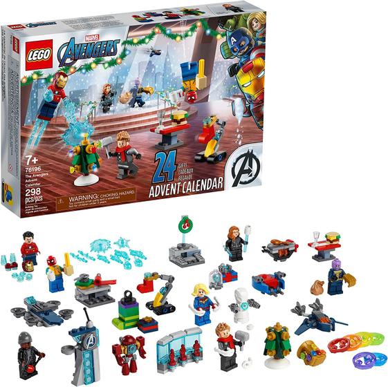 Imagem de LEGO Marvel The Avengers Advent Calendar 76196 Building Kit, um presente incrível para os fãs de brinquedos de construção de super-heróis Nova 2021 (298 Peças)