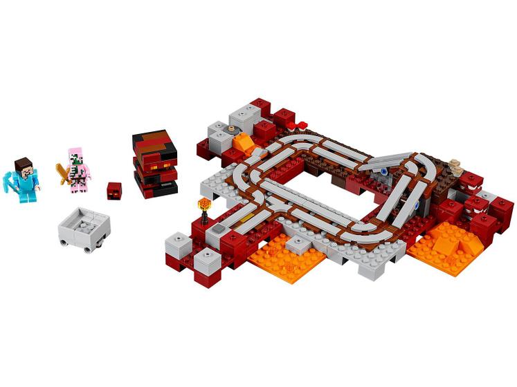 Imagem de LEGO Minecraft A Ferrovia de Nether 387 Peças