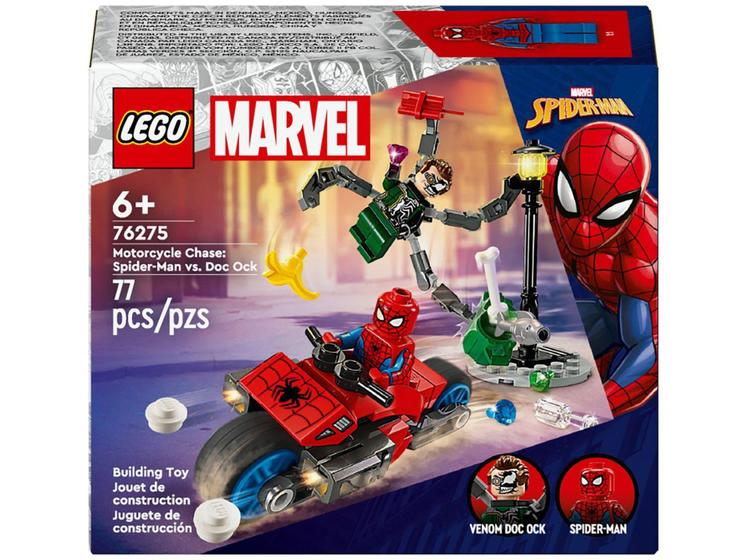 Imagem de LEGO Super Heroes Marvel Perseguição de - Motocicleta: Homem-Aranha vs. Doc Ock 77 Peças