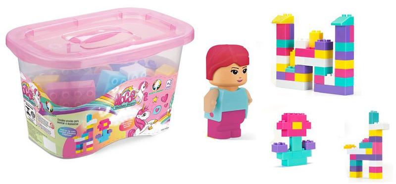 Imagem de Lego Uniblocos Fashion 43 Blocos de Montar Lego + 1 Boneca + 1 Cartela de Adesivo Menina