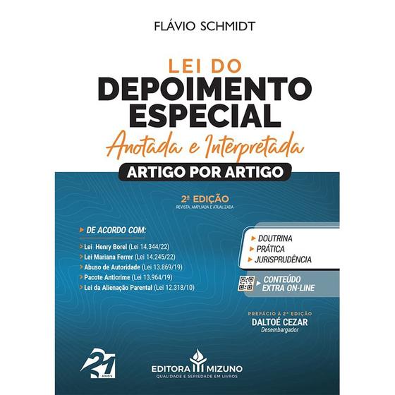 Imagem de Lei do Depoimento Especial Anotada e Interpretada - 2ª Edição - Editora Mizuno