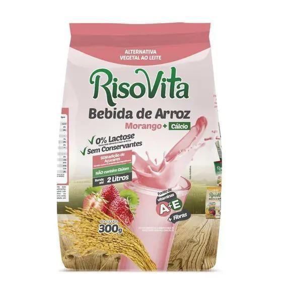 Imagem de Leite De Arroz Em Pó Risovita Sabor Morango Caixa 10 Pacotes