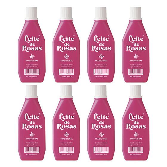 Imagem de Leite de rosas desodorante tradicional combate a oleosidade e manchas na pele 8x60ml