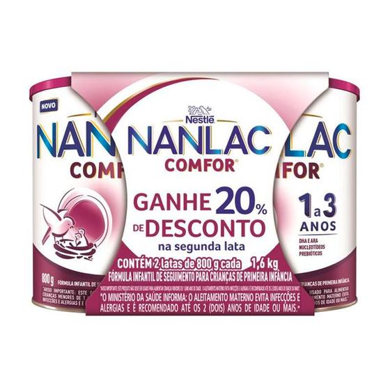 Leite Nanlac Comfor 1 a 3 Anos 2 Unidades 800g - Fórmula Infantil ...