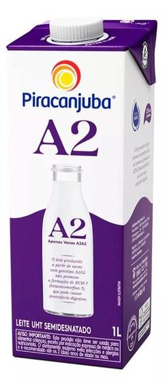 Imagem de Leite Semidesnatado A2A2 UHT Piracanjuba TetraPak Com Tampa - 1 Litro - 6 Unids