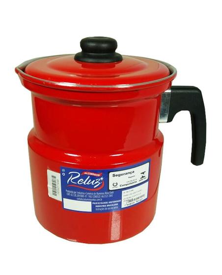 Imagem de Leiteira Fervedor Com Apito Vermelha Esmaltada 2.3L Reluz