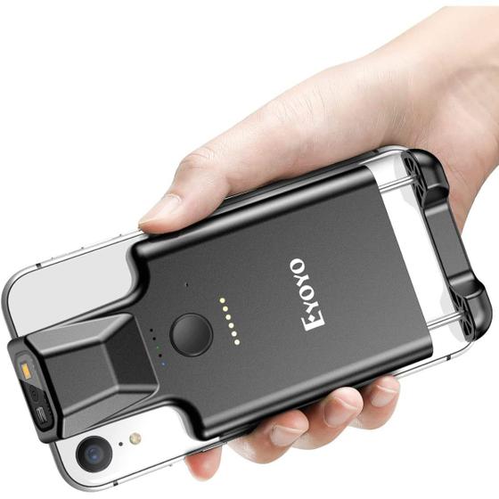 Imagem de Leitor Código De Barras QR Code Portatil Celular Bluetooth Scanner Sem Fio para Celular tablet com Clip Traseiro e Bateria Recarregável