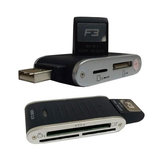 Imagem de Leitor De Cartao 15 Em 1 Usb 2.0 Preto Compact Flash  Micro SD XD JC-LT2.0