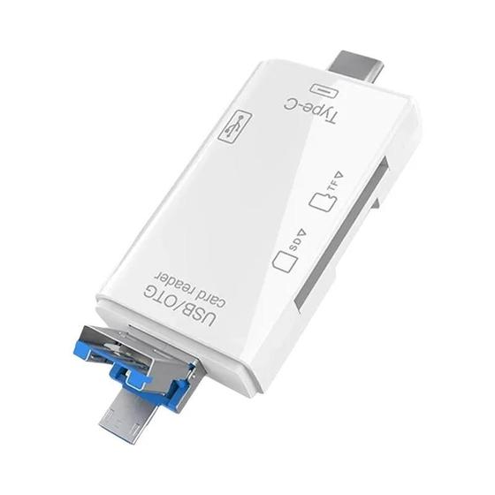 Leitor de Cartões 6 em 1 Tipo C - USB 2.0, TF, Micro SD - Adaptador de Memória Menor preço em Leitor de Cartões 6 em 1 Tipo C - USB 2.0, TF, Micro SD - Adaptador de Memória