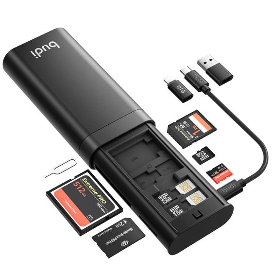 Imagem de Leitor de Cartões de Memória BUDI Multifuncional - SD, TF, Micro SD, CF, MS e M2