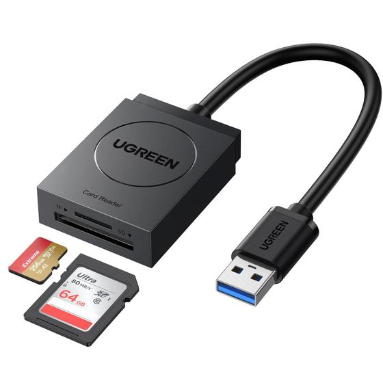 Imagem de Leitor de cartões UGREEN USB 3.0 com slot duplo para cartões SD TF