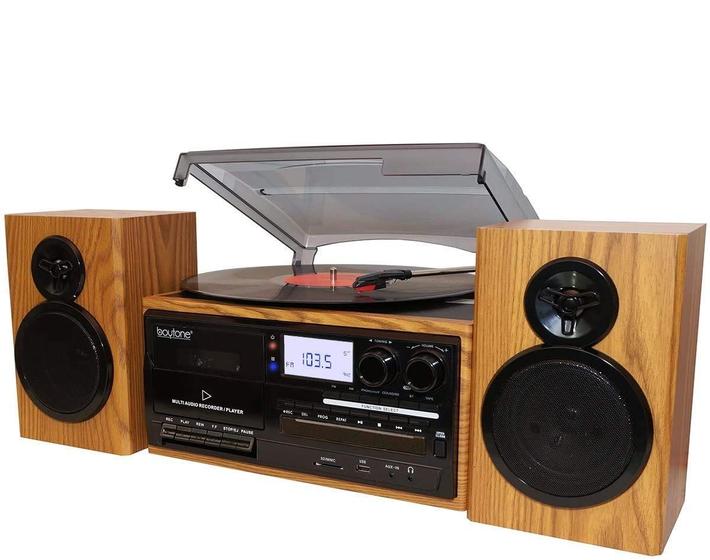 Imagem de Leitor de CD Bluetooth com Mesa Giratória Boytone BT-28SPW - com Alto-Falantes